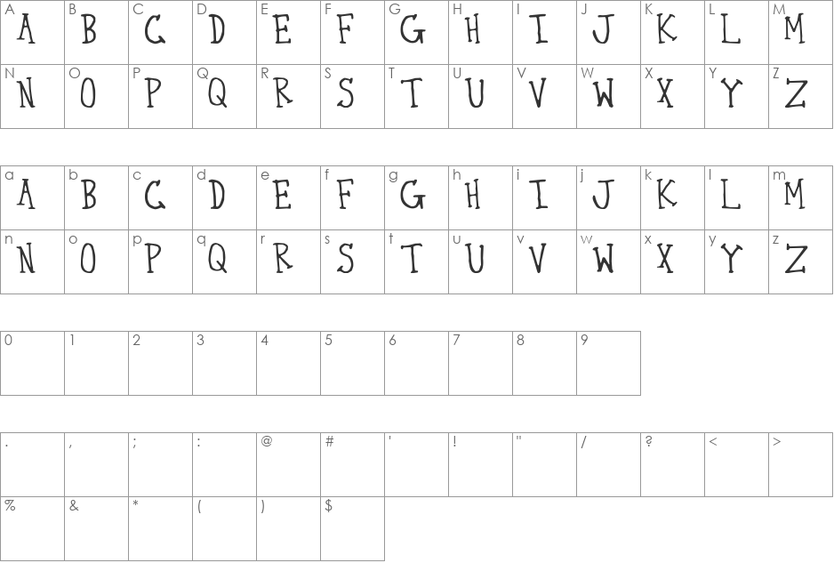 Thirty Seven font character map preview