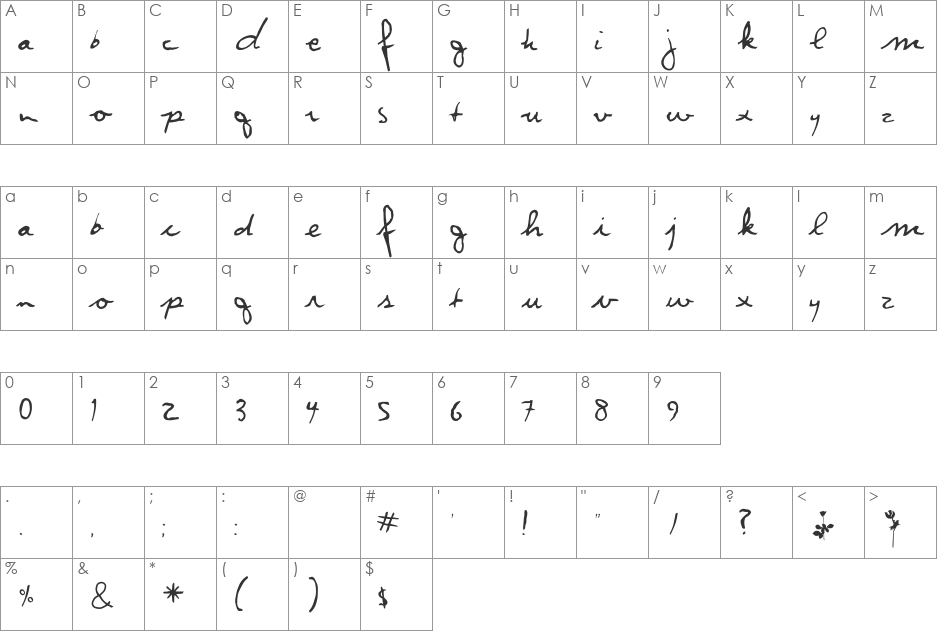 ThirtyEight font character map preview