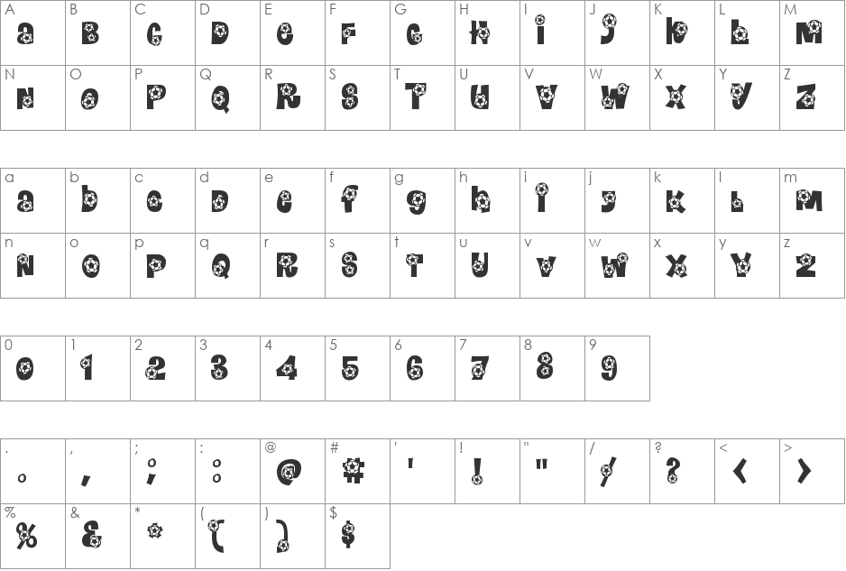 Bend It font character map preview