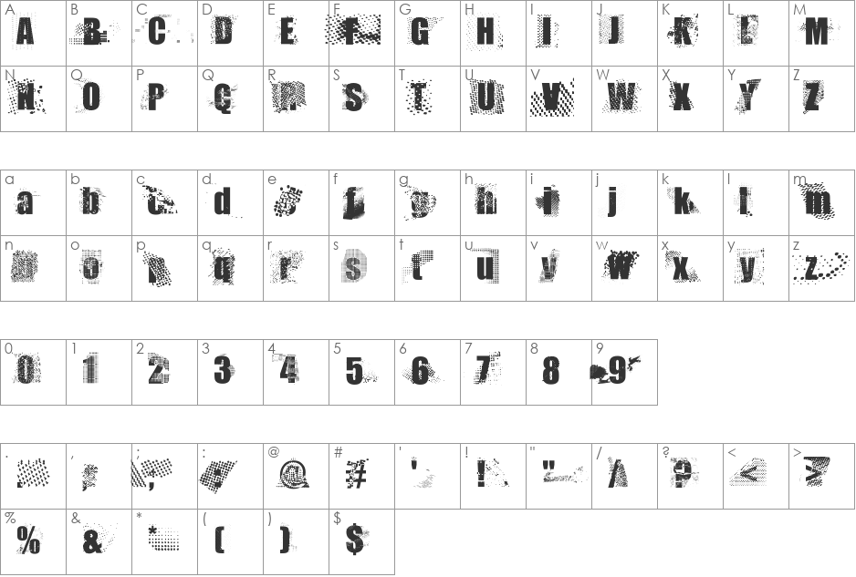 This is sparta! font character map preview