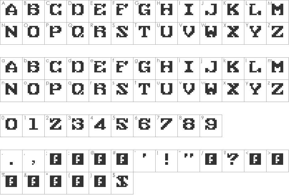 This Sucks font character map preview