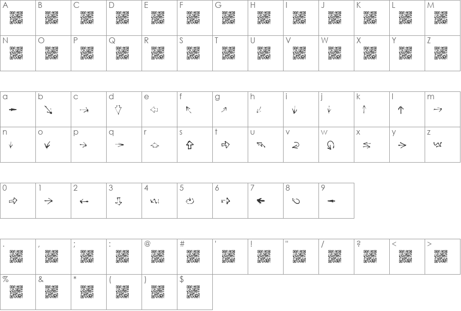 thisway font character map preview