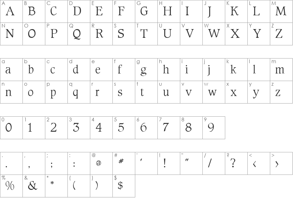 Thomas.fog font character map preview