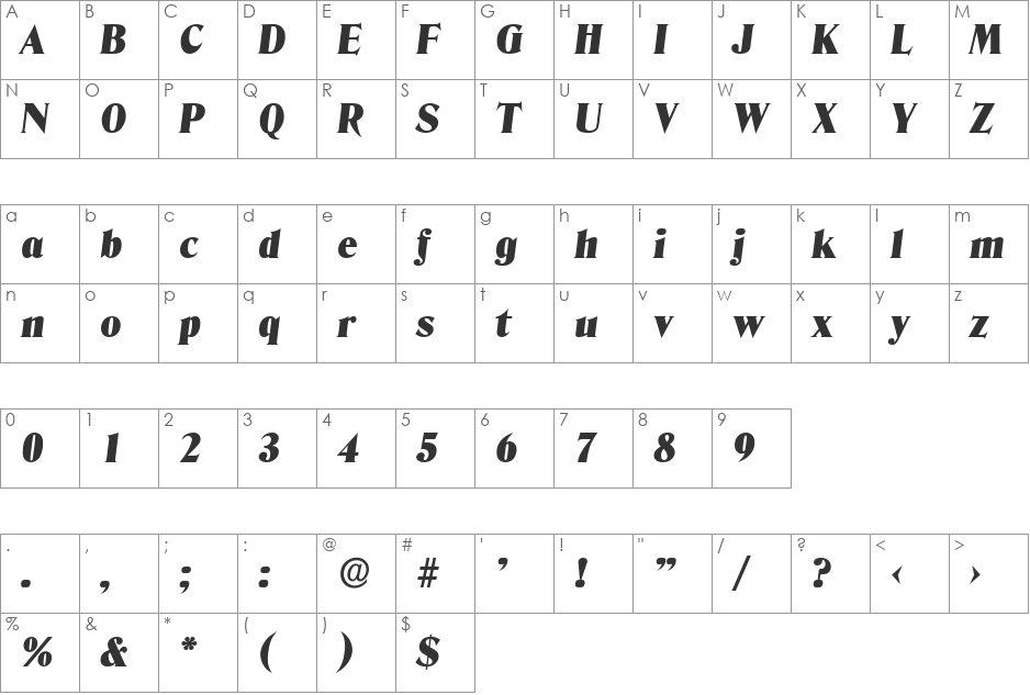 ThomasBecker-Black font character map preview