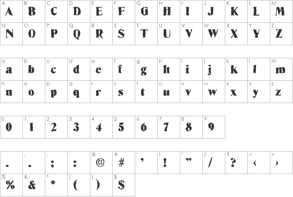 ThomasBeckerRandom-Black font character map preview