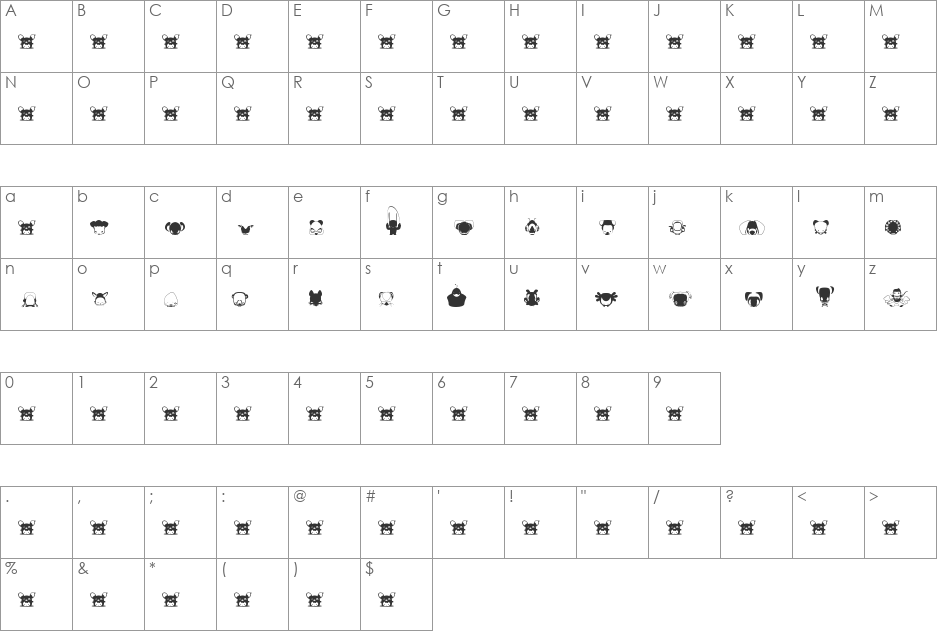 thomasboucherie font character map preview
