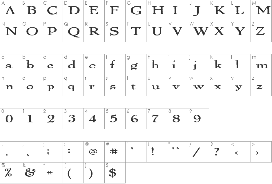 ThomasPaineExtended font character map preview