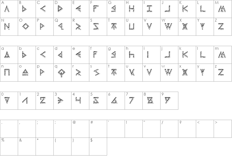 Thors Hammer font character map preview