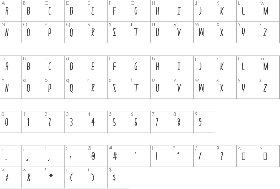 thrasher hand Bold font character map preview