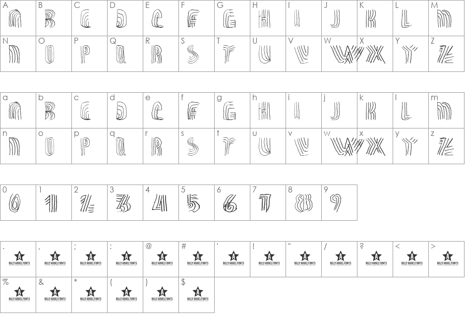 THRASHLINE font character map preview