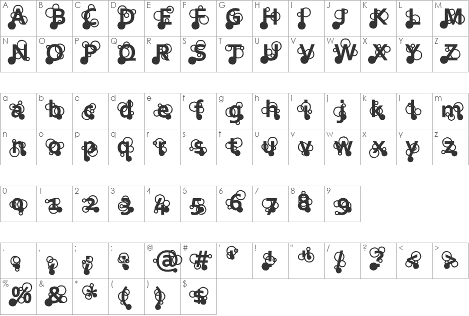 Three Ring Circus font character map preview