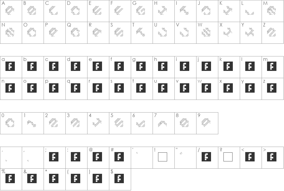 ThreeAngularSquared font character map preview
