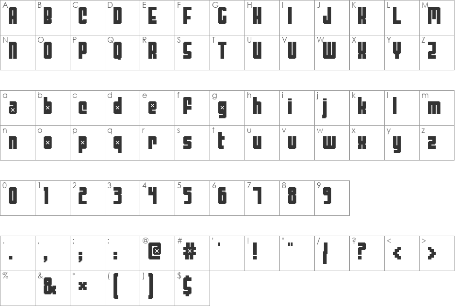 threelambda font character map preview