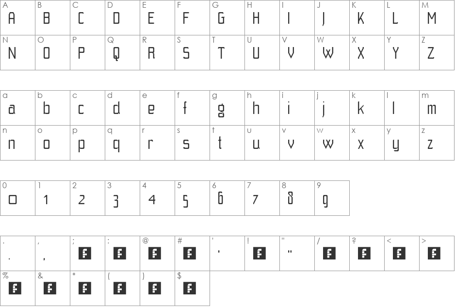 Threethree GeoSemiRound font character map preview