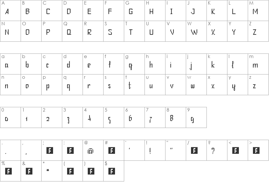 Threethree ID font character map preview