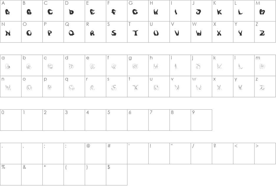 three_tentakel font character map preview
