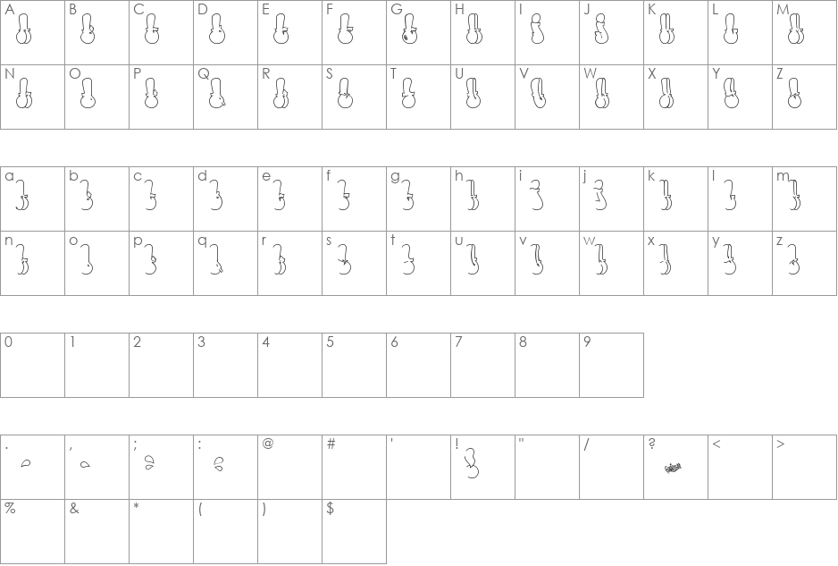 Throw-up Font font character map preview
