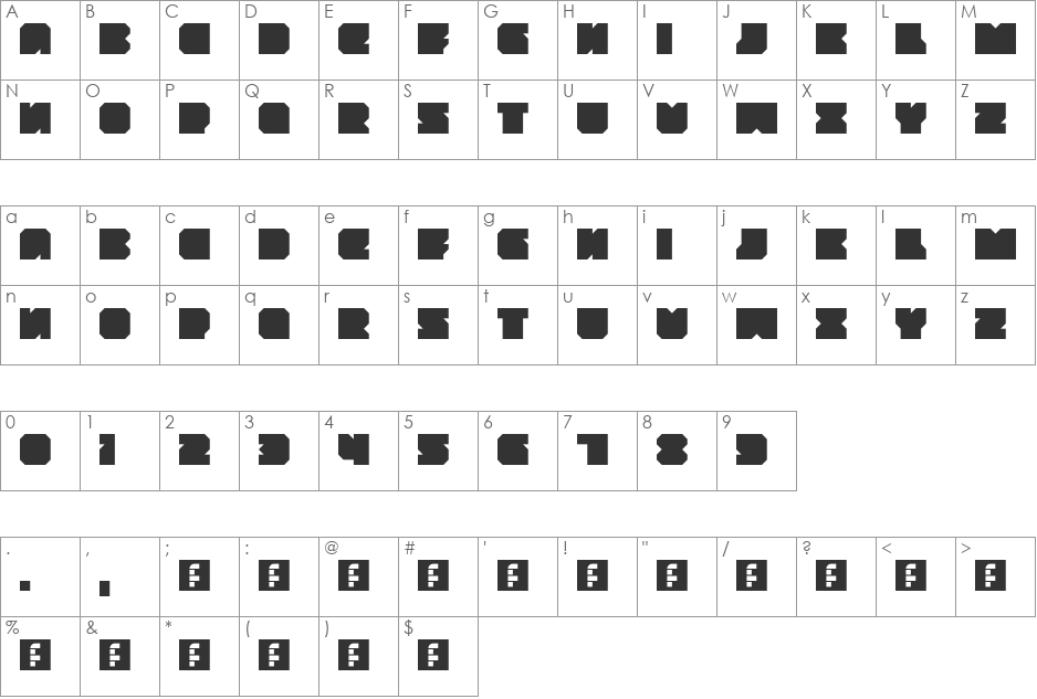 throwback font character map preview
