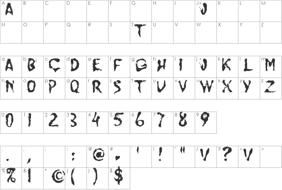 thu chut thoi y ma font character map preview