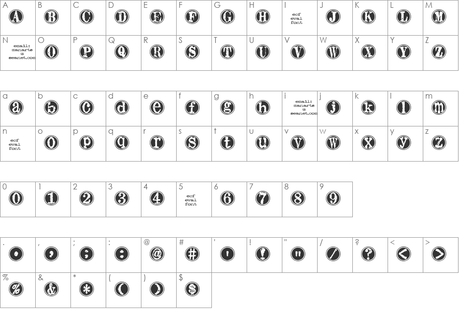 thump (eval) font character map preview