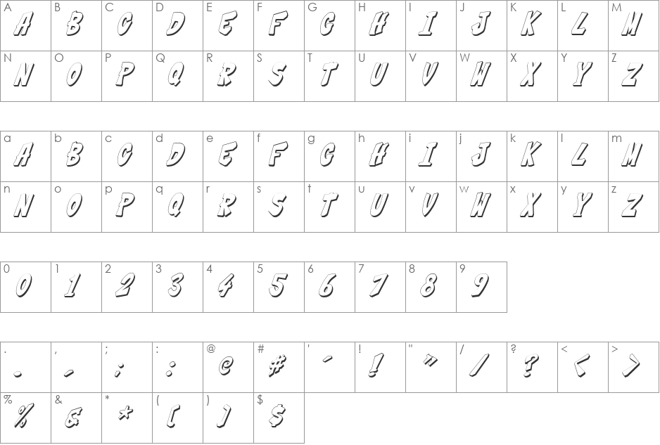 THWACK!!!2 font character map preview