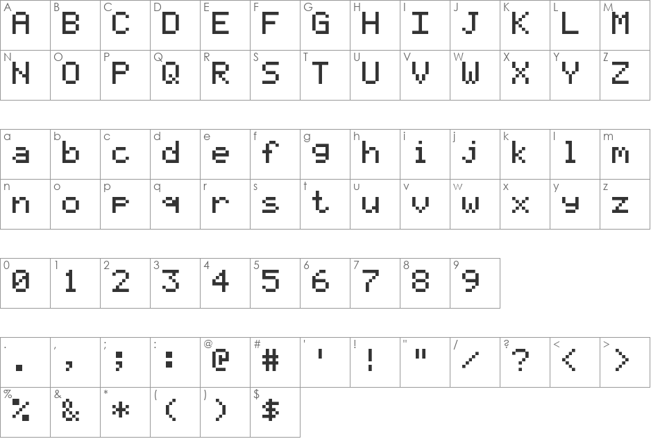 TI-83 Plus font character map preview