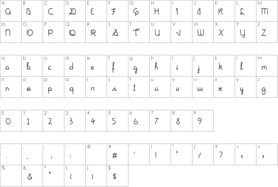 Tia Marcia font character map preview
