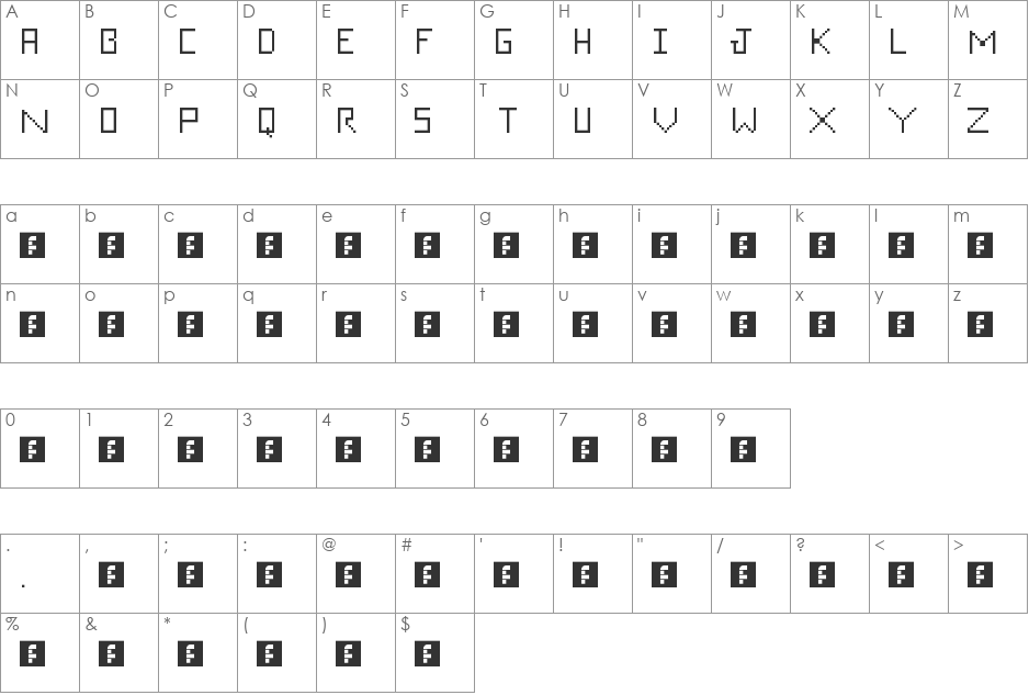 Ticc font character map preview