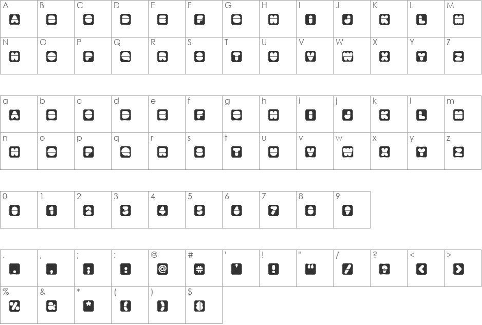 TicketMaster font character map preview