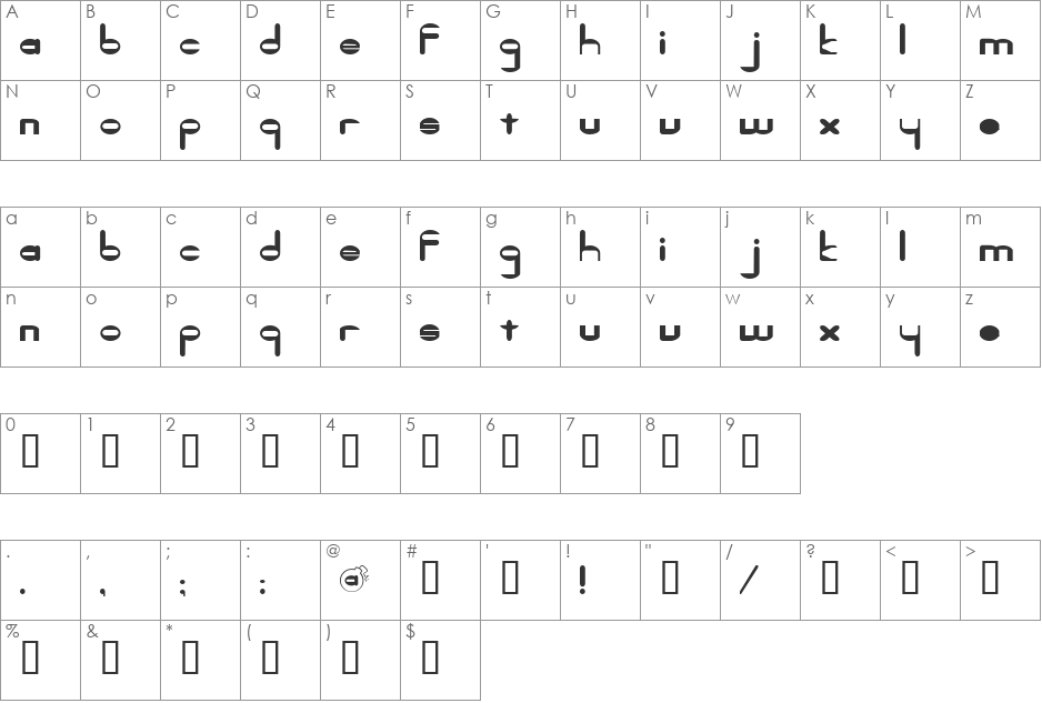 TickingBomb font character map preview