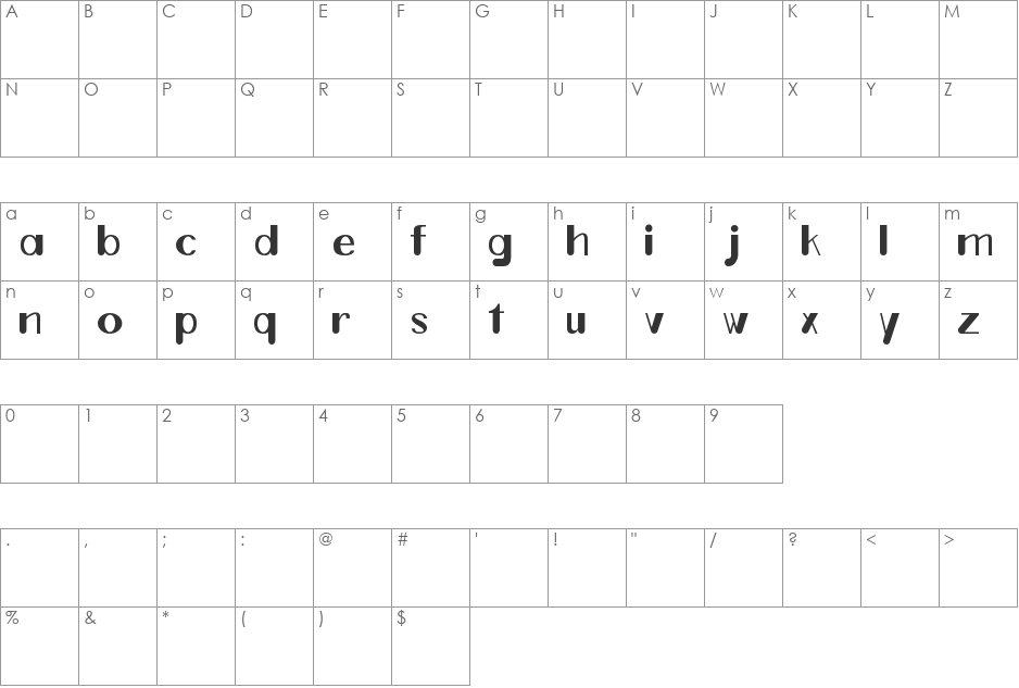 ticky ituation font character map preview