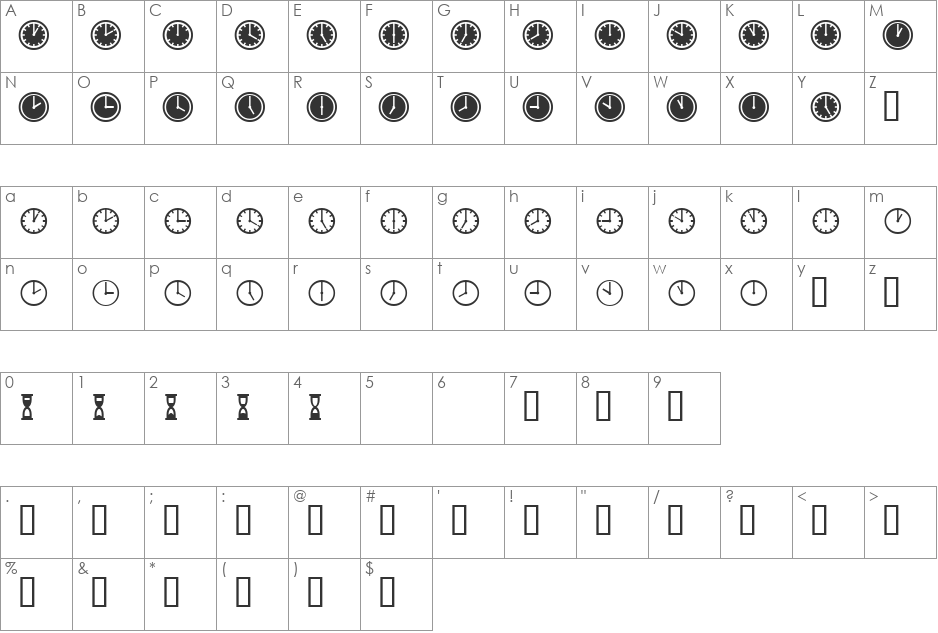 TictacOne font character map preview
