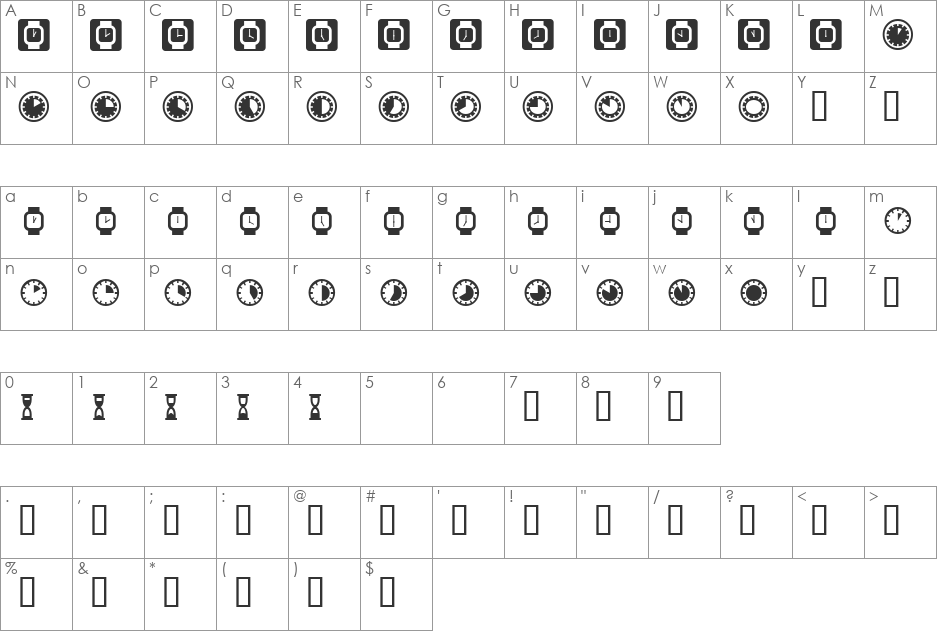 TictacTwo font character map preview