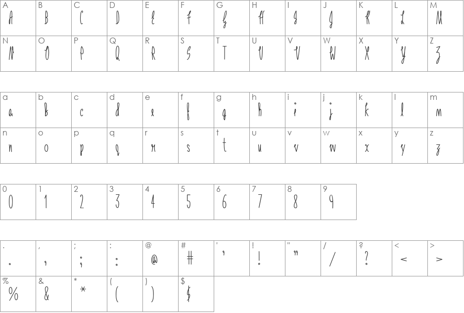 Tidy Toothbrush 101 font character map preview