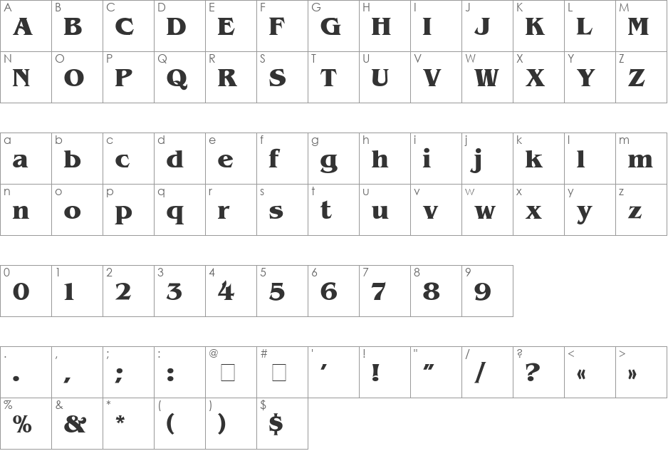 Benguiat-Bold font character map preview