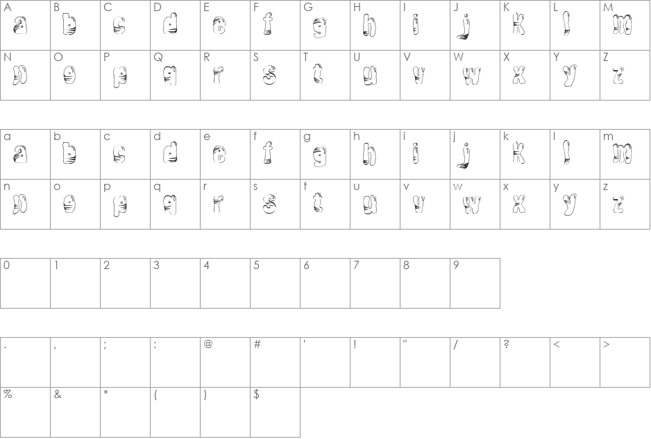 TigerBalloon font character map preview