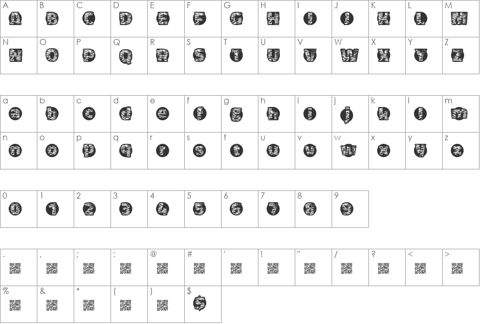 TigerBawl font character map preview