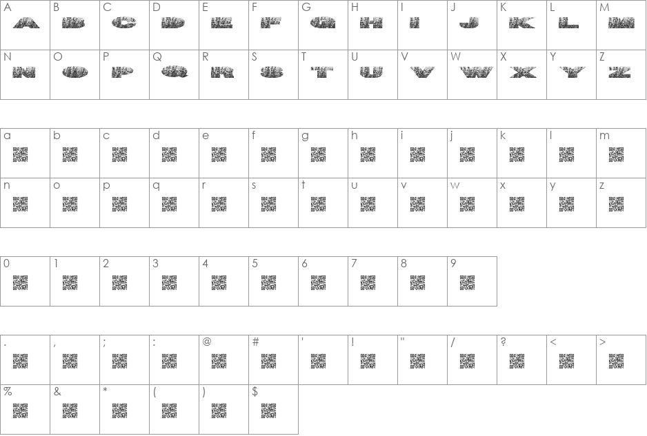 TigerNuts font character map preview