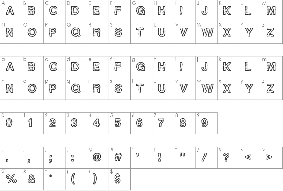 Tigerteeth ICG font character map preview