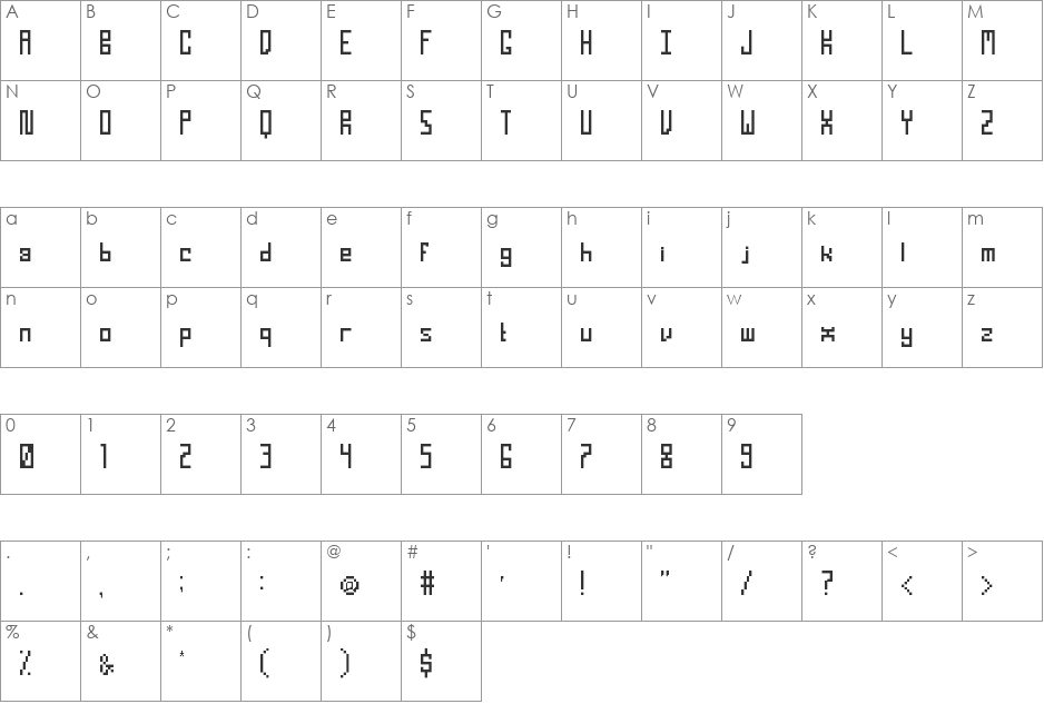 tight pixel font character map preview