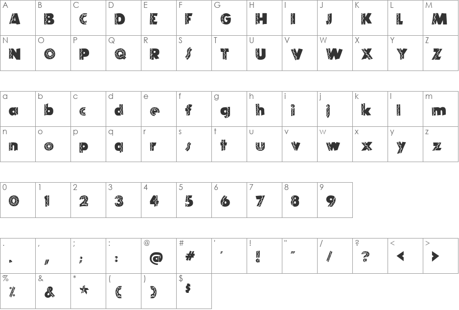 Tijuana font character map preview
