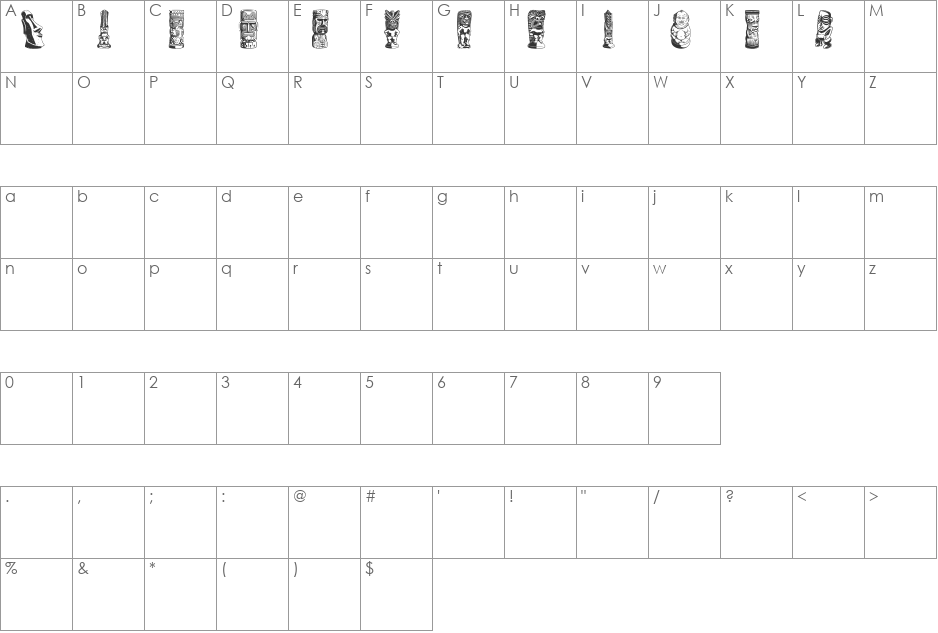 Tiki font character map preview