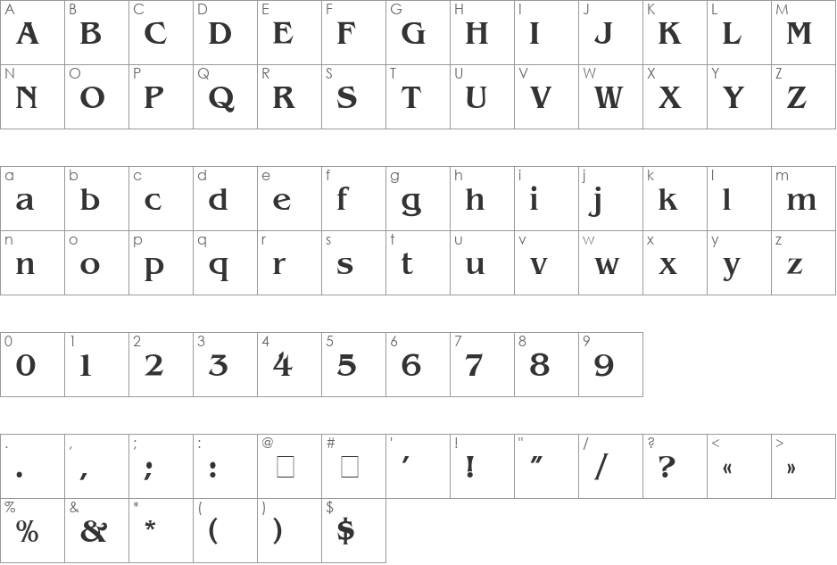 Benguiat-Medium font character map preview