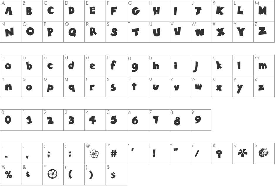 Tiki Tropic font character map preview