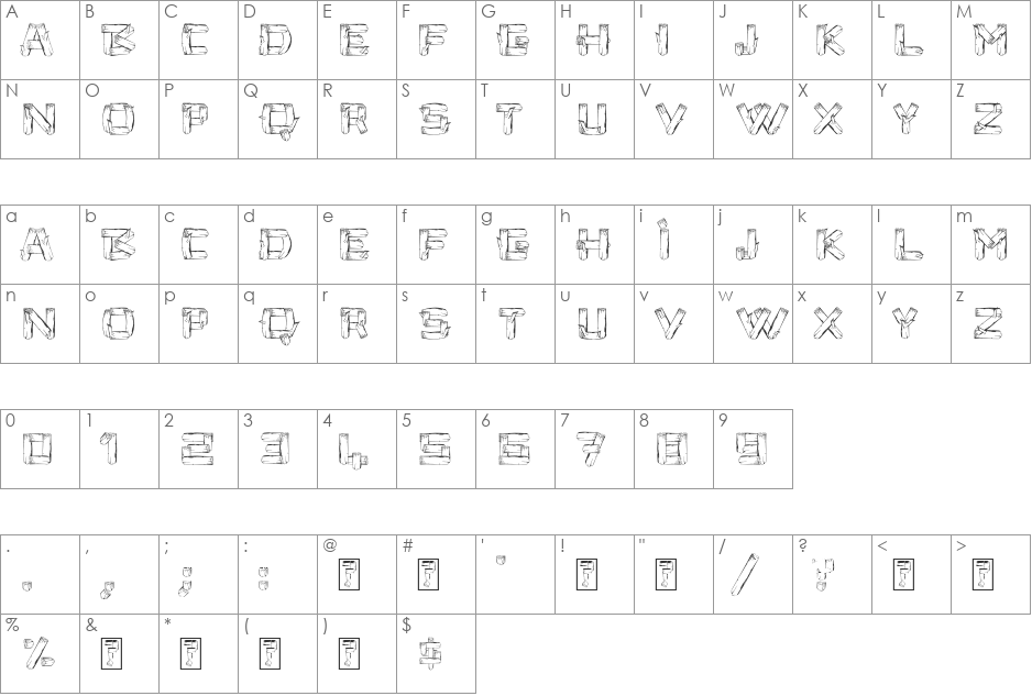 Timbers font character map preview