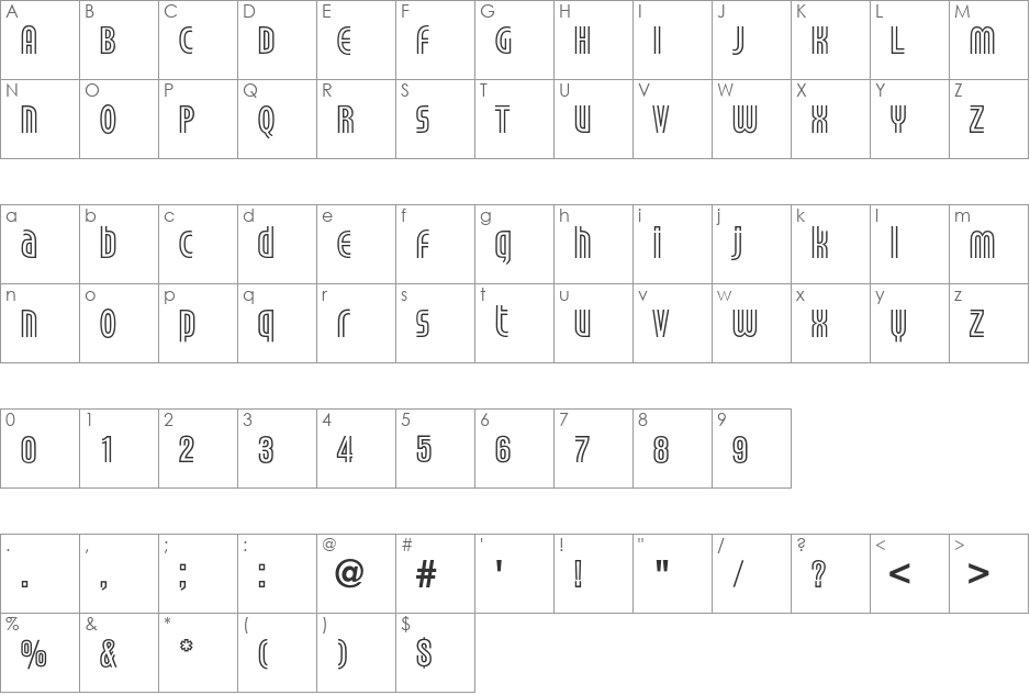 Timbre font character map preview