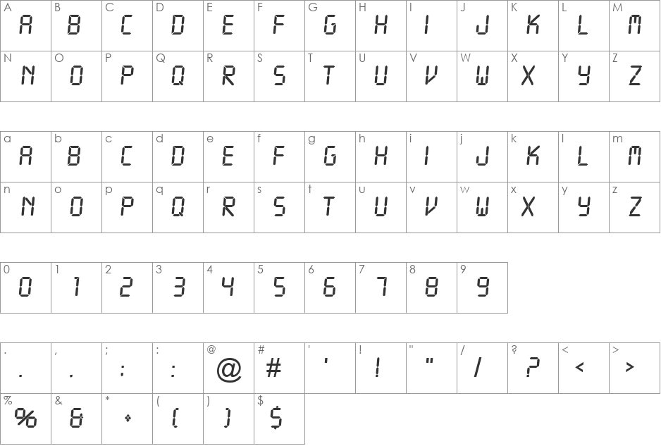 Time font character map preview