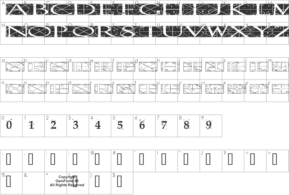 Time Pundits font character map preview