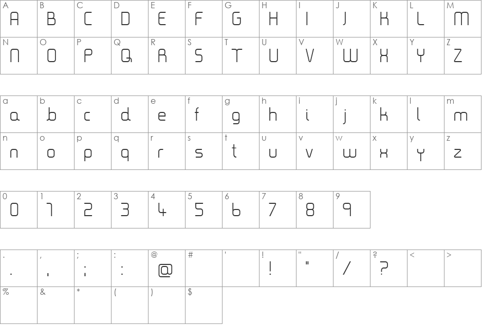 Timea font character map preview