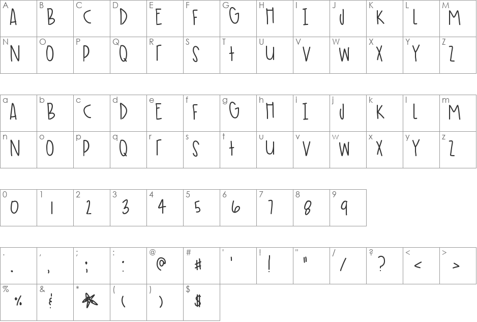 TimeFliesWhenInParis font character map preview